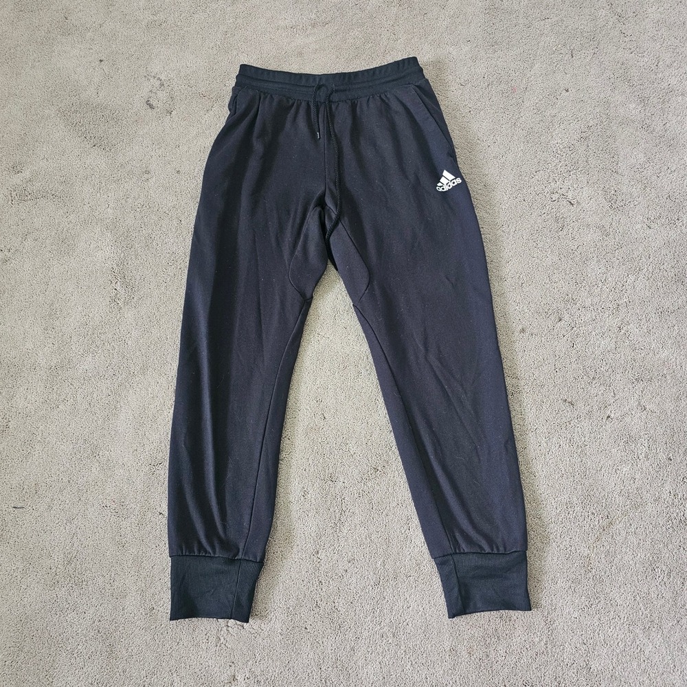 Adidas Joggers Mens Large Black Basketball Club Sweatpants Athletic Gym Y2K